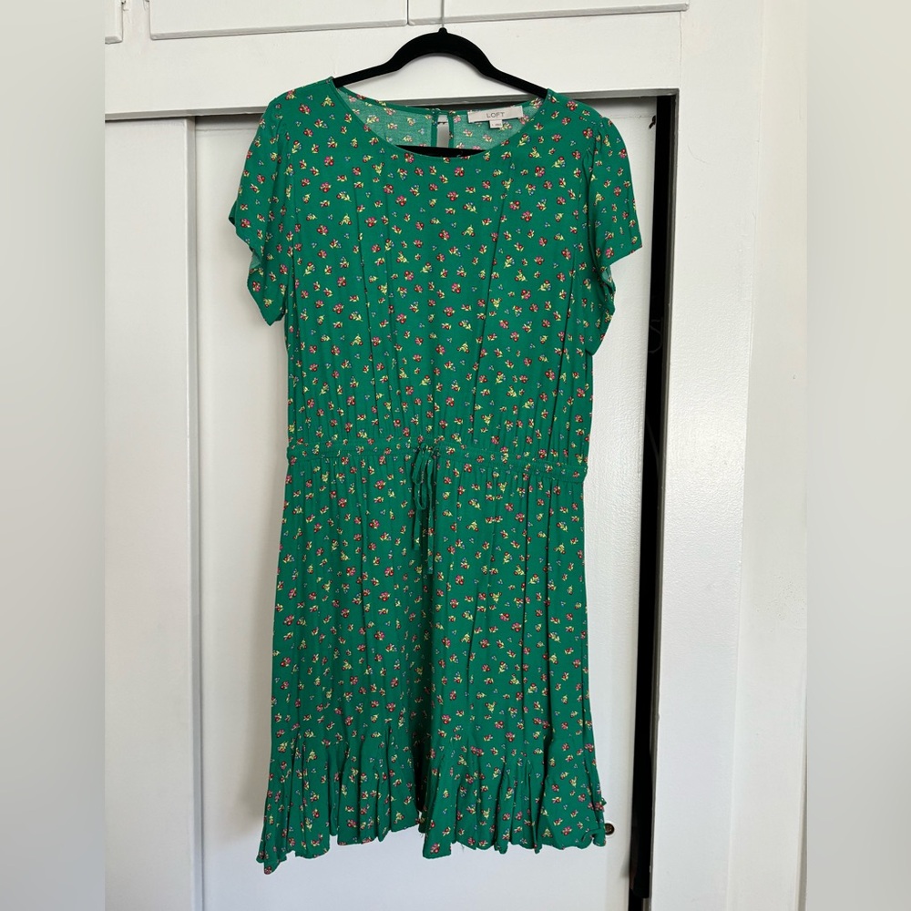 Green Loft dress with flowers